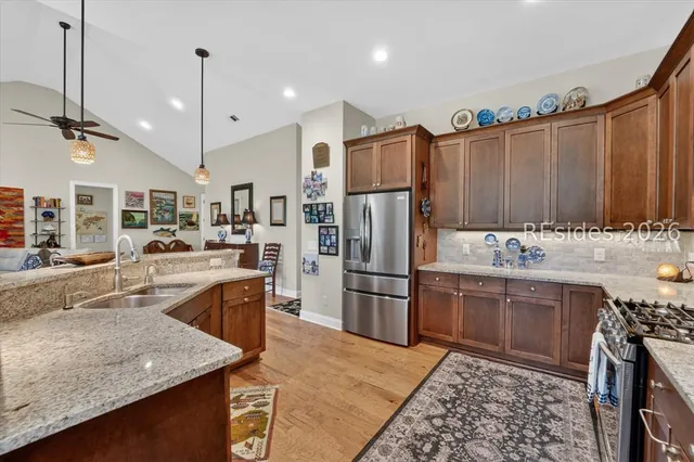 Kitchen with granite counters at 174 Slack Tide Drive
