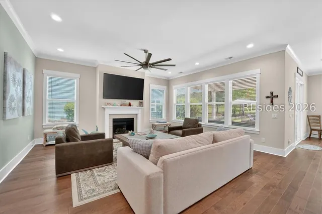 Living room with fireplace at 246 Laurel Oak Avenue