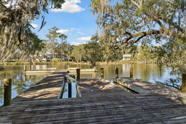 Community day dock on the Okatie River in Oldfield, Bluffton SC